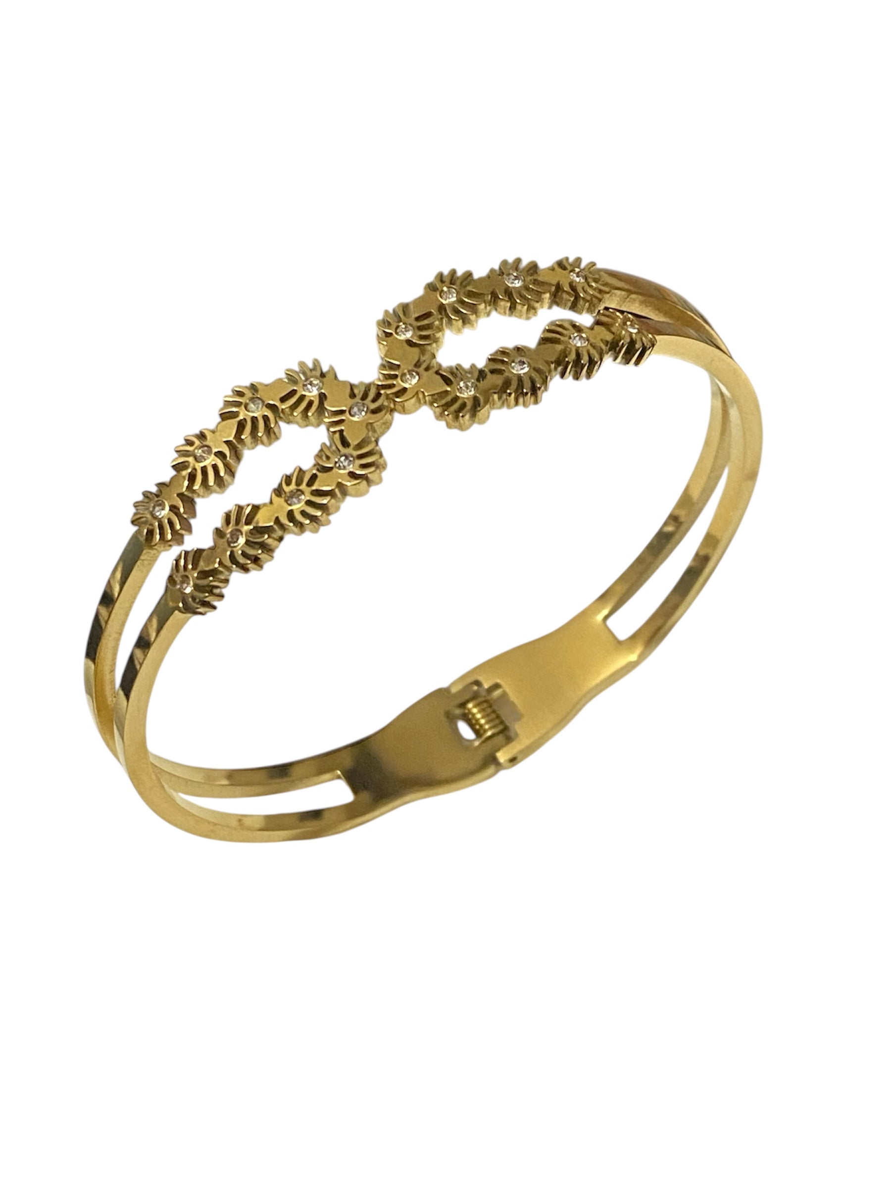 Anti-Tarnish Designer Openable Bracelet with American Diamonds | Premium Gold-Look Finish | Skin-Friendly | Stylish